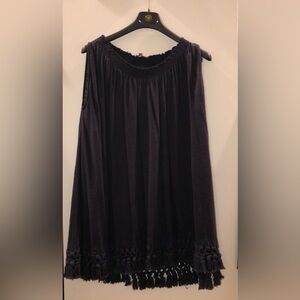Calypso St. Barth Navy Blue Sleeveless Tunic Top with fringe bottom